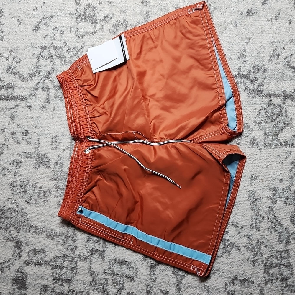 1273 NWT SEA TRUNKS Burnt Orange with Mint Stripe Size Medium